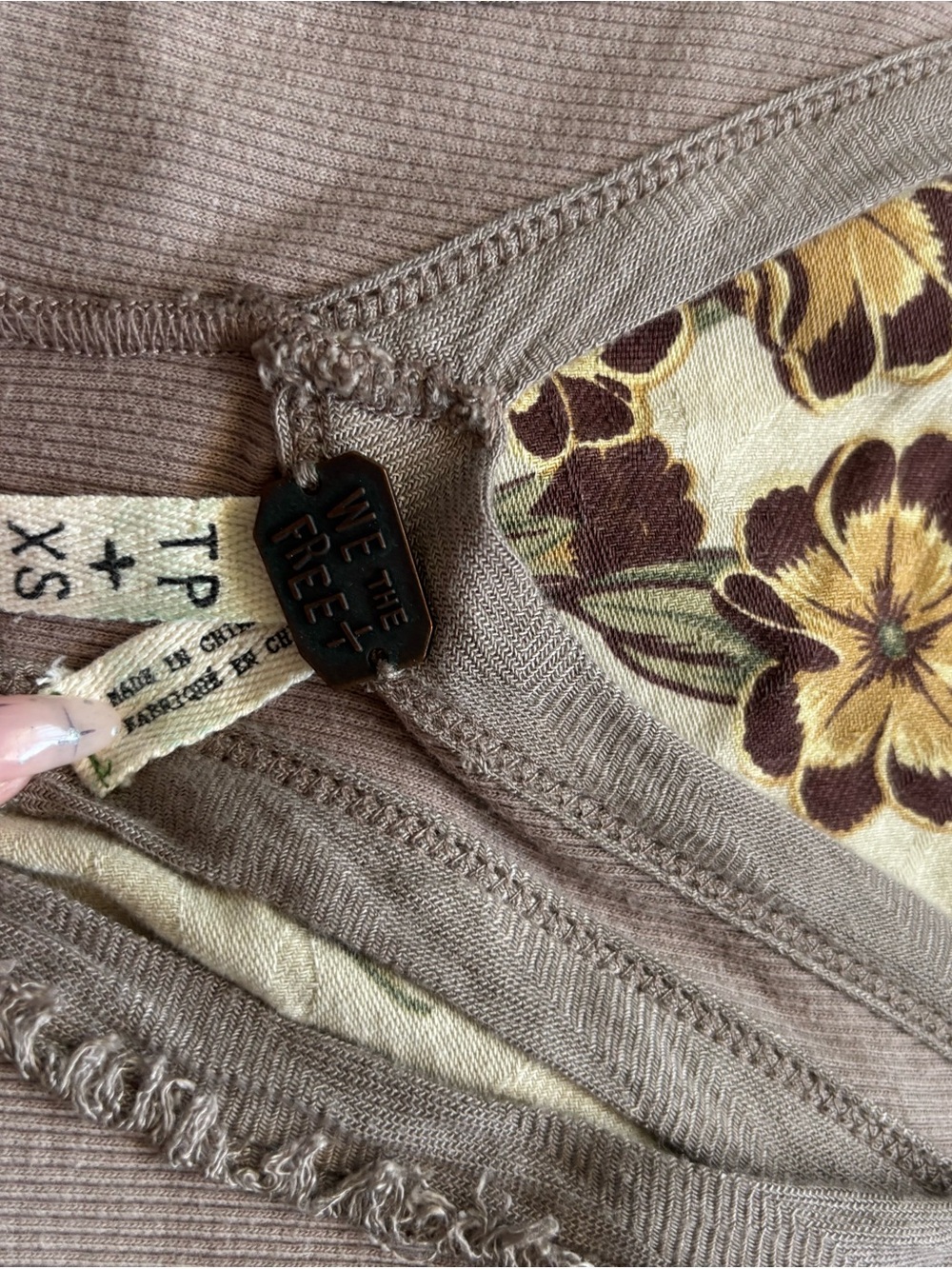 We The Free Taupe Ribbed Henley Tank - Picture 2 of 5